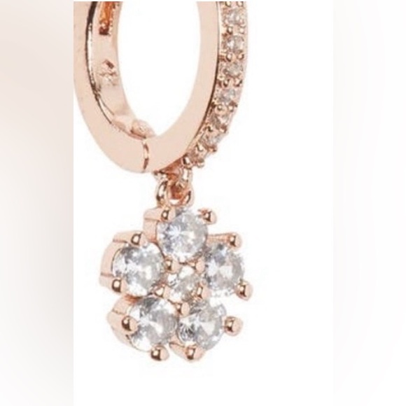 NEW Kate Spade Flower Drop Huggie Earrings in Rose Gold - Picture 3 of 6